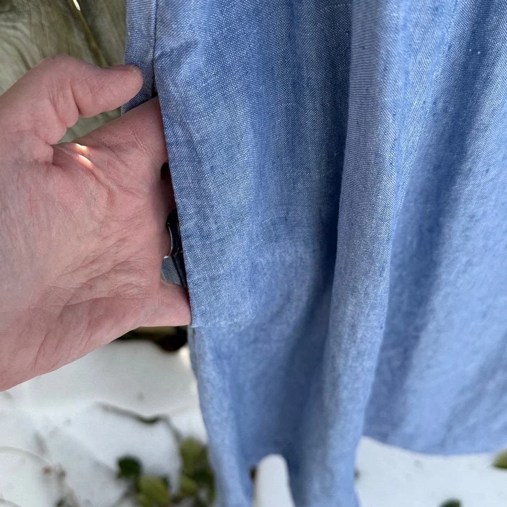 Boden Virginie Linen Midi Dress Chambray bra friendly coastal 16/18R 16 18 - Picture 14 of 16